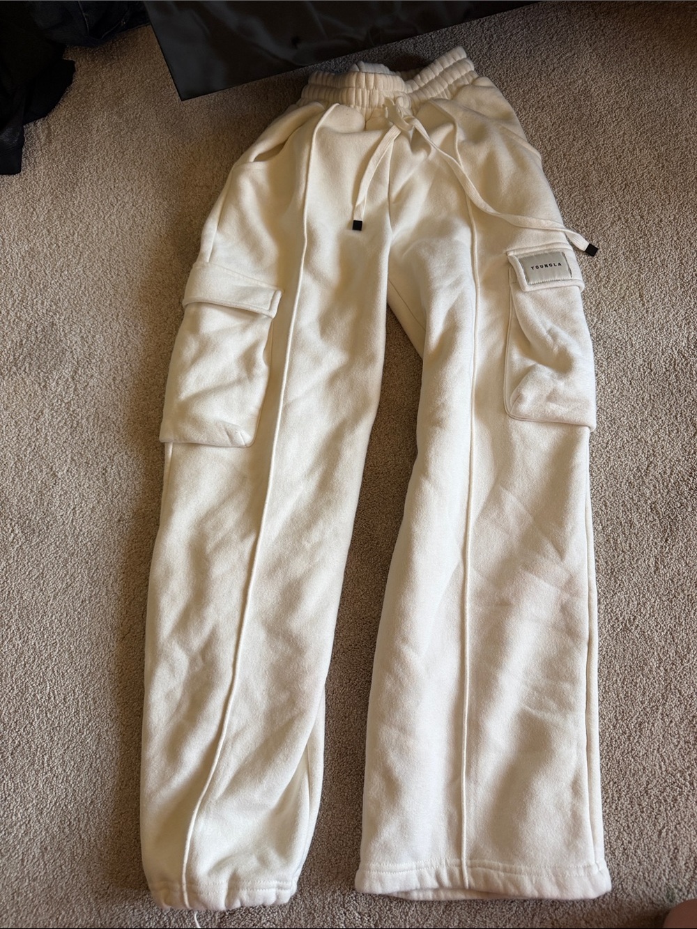 torrid Cream Cargo Sweatpants for Men with Drawstring Waist